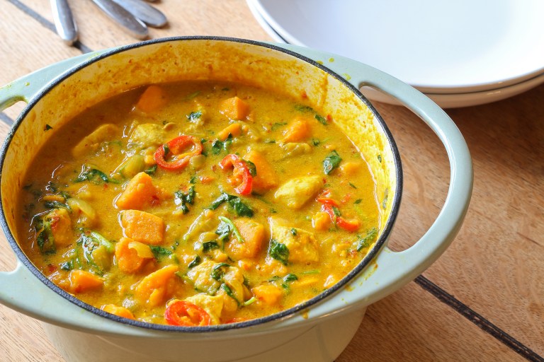 Chicken, sweet potato and watercress curry